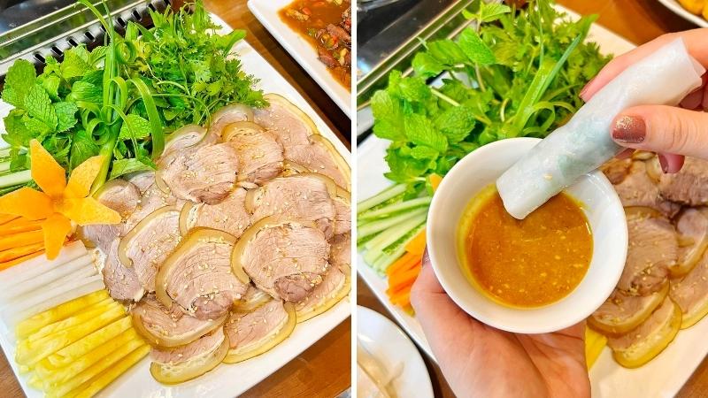 Bò tơ hấp cuốn bánh tráng