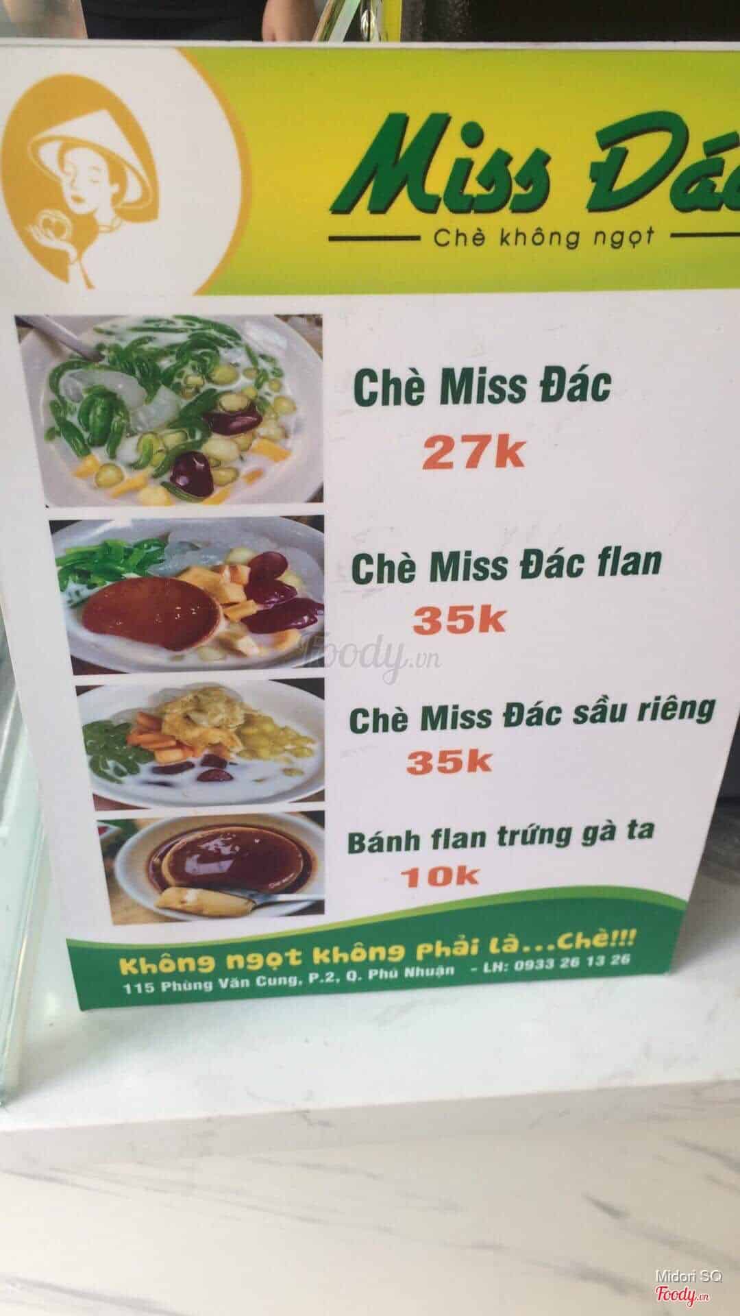 Miss Đác - Chè Không Ngọt - Phan Xích Long ở Quận Phú Nhuận, TP. HCM |  Album thực đơn | Miss Đác - Chè Không Ngọt - Phan Xích Long | Foody.vn