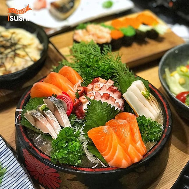 Hệ Thống iSushi - Buffet 100 Món Sashimi, Lẩu, Nướng, Sushi Menu Cao Cấp